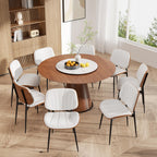 Dining Chairs Set of 2, Mid Century Modern Dining Room Chair, Upholstered Faux Leather Kitchen Chairs with Walnut Bentwood Back and Metal Legs for Kitchen Dining Room Living Room, Black