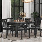 COLAMY Wooden Dining Room Chairs Set of 6, Spindle High Back Windsor Kitchen Side Chair, Farmhouse Dining Chairs for Kitchen, Dining Room, Light Brown