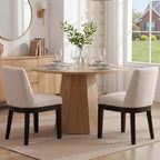 RIVOVA Upholstered Dining Chairs Set of 4, Modern Wooden Dining Room Chair Linen Fabric Kitchen Chairs Farmhouse Dinner Chair with Hardwood Frame, Beige