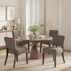 COLAMY Mid Century Modern Dining Chairs Set of 4, Upholstered Kitchen Chairs with Back, Farmhouse Fabric Side Dining Room Chairs with Wood Legs for Dining Room Kitchen Restaurant, Brown