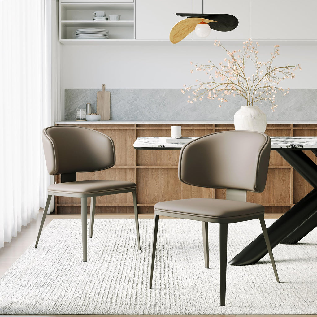 Dining Chairs Set of 4 Faux Leather Dining Chairs, Milk Coffee