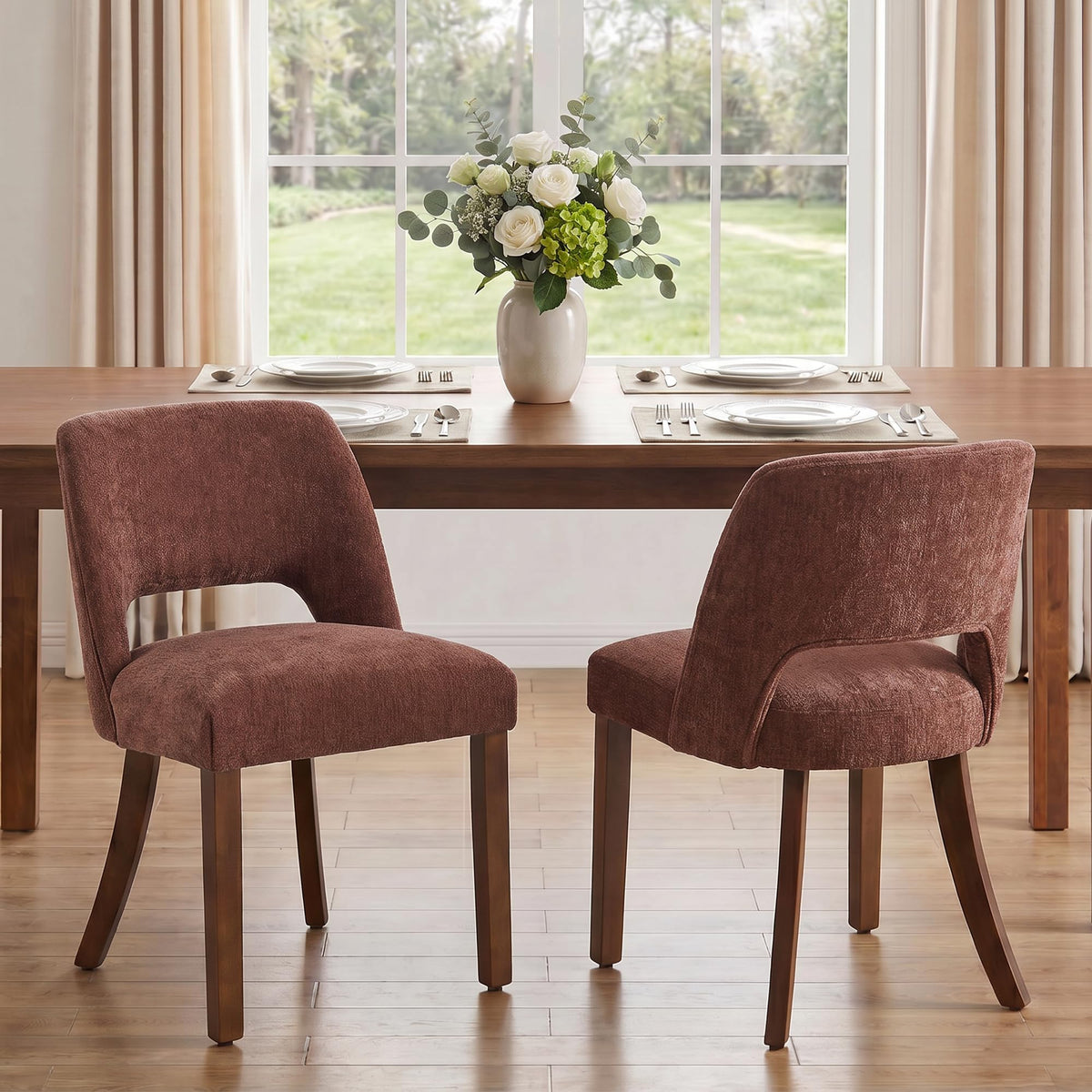 VKNOW Dining Chairs Set of 4, Fabric Dining Chairs, Green
