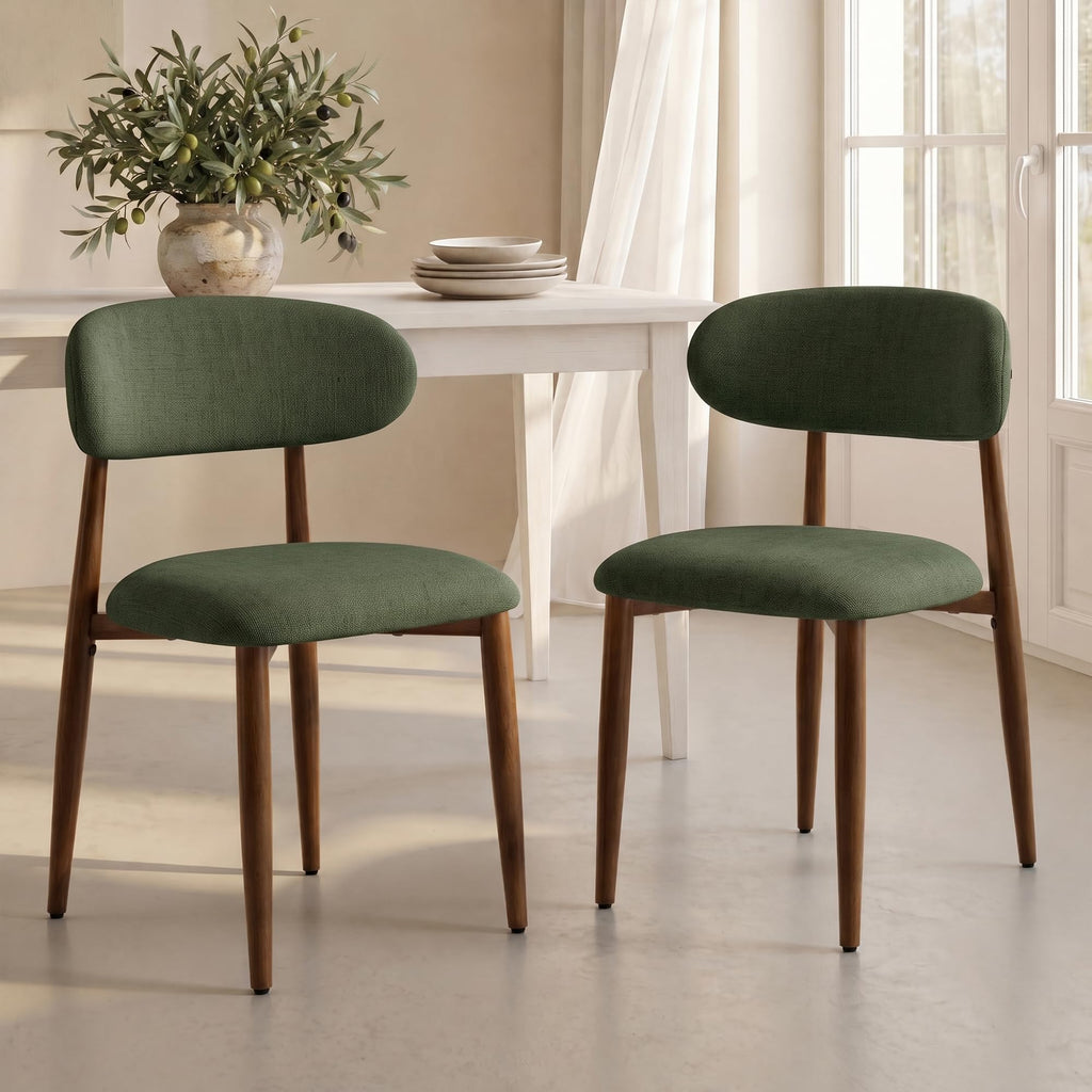 UVV Dining Chairs Set of 4, Metal Kitchen Chairs with Modern Fabric Upholstered for Dining Room, Beige