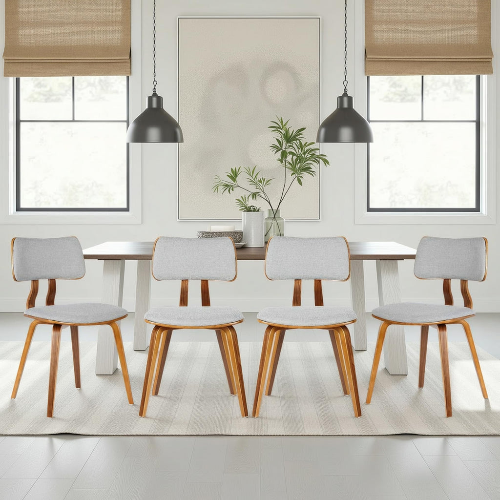 Armen Living Jaguar Dining Chair in Charcoal Fabric and Walnut Wood Finish,Charcoal/Walnut Finish 20D x 18W x 29H in