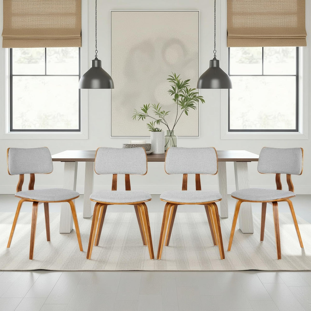 Armen Living Jaguar Dining Chair in Charcoal Fabric and Walnut Wood Finish,Charcoal/Walnut Finish 20D x 18W x 29H in