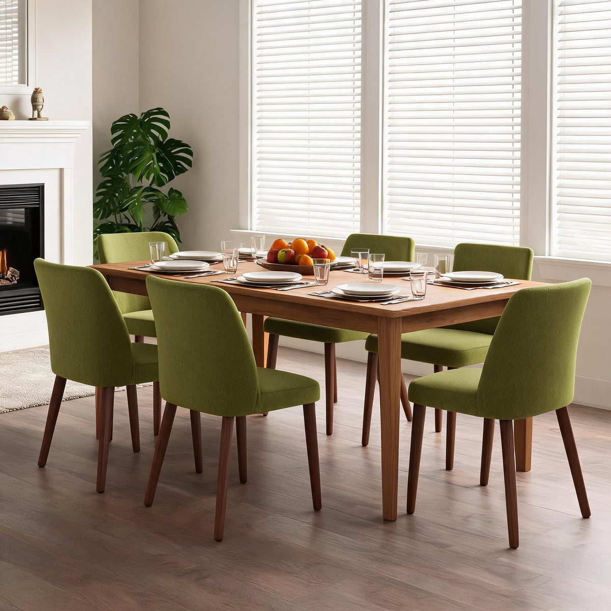 GarveeHome Wooden Dining Chair Set of 4 Upholstered Fabric Dining Chair