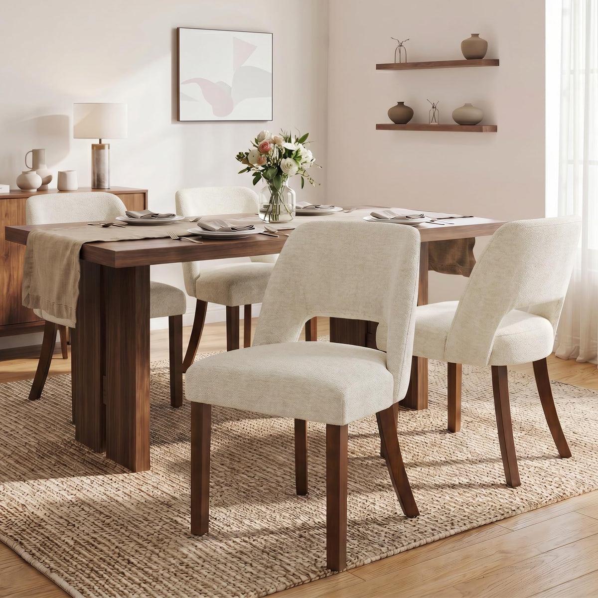 VKNOW Dining Chairs Set of 4, Fabric Dining Chairs, Green
