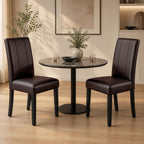 CHUN YI Dining Chairs Set of 4, Faux Leather Dining Room Chairs, Upholstered Modern Kitchen Parsons Chairs for Dining Room with Sturdy Wood Legs, Black (Only Chair)
