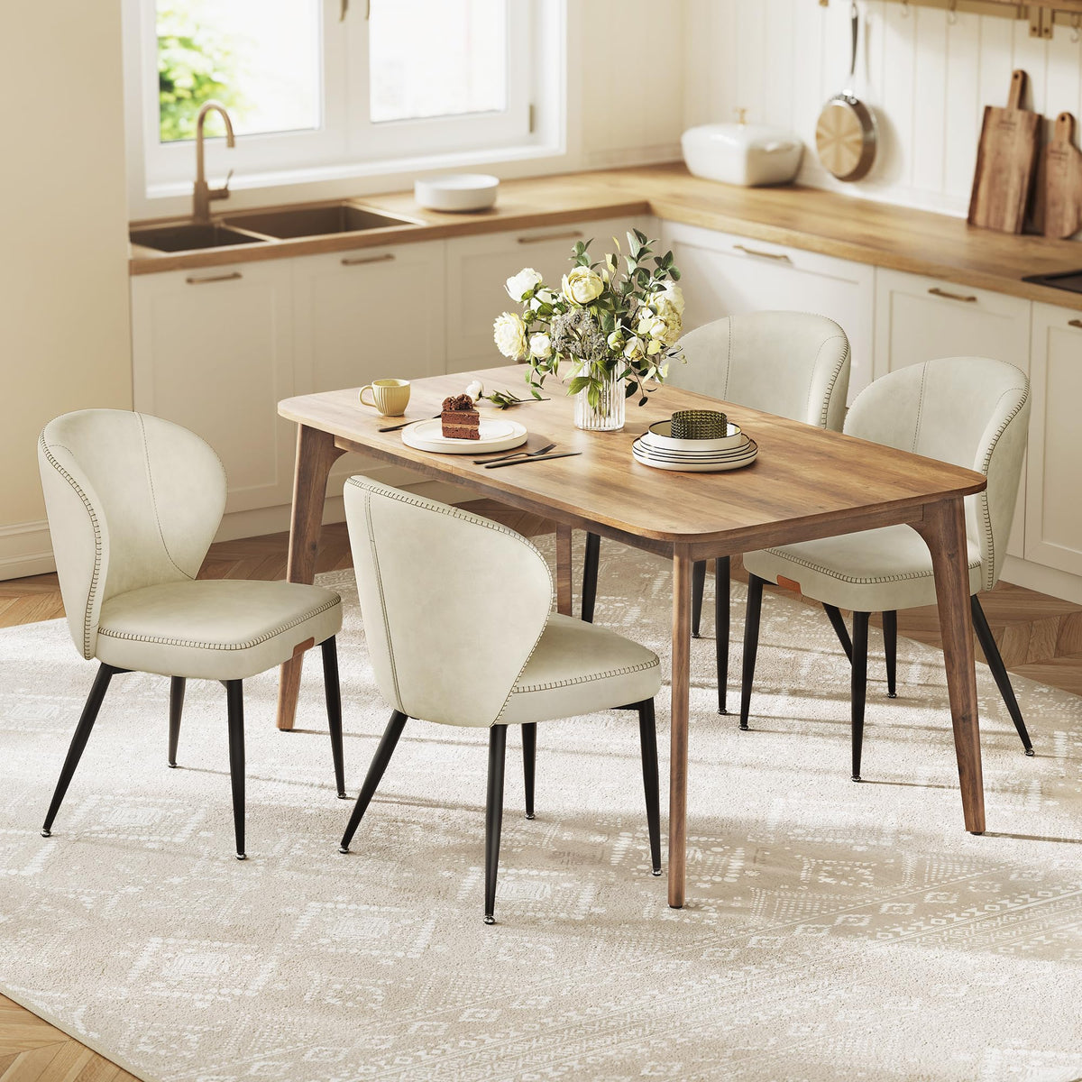 VASAGLE Dining Chairs Set of 2, Upholstered Kitchen Chairs
