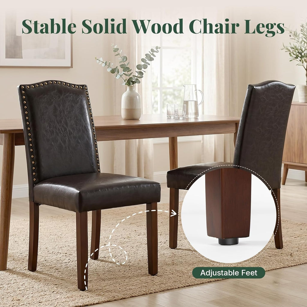 Upholstered Dining Chair Set of 6, PU Leather Kitchen Chair