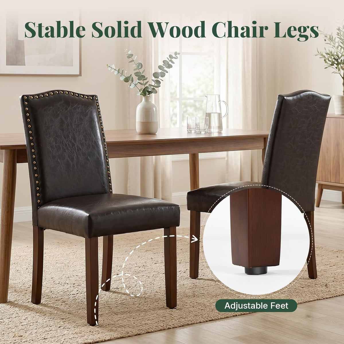 Upholstered Dining Chair Set of 6, PU Leather Kitchen Chair