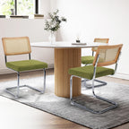 KROFEM Dining Chairs Set of 4,Modern Rattan Kitchen Chairs,Green