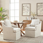 VKNOW Upholstered Dining Chairs Set of 2, Dining Room Chairs with Casters
