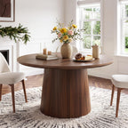 LITTLE TREE 47.24 Inches Round Dining Table, Modern Wooden Kitchen Table with Heavy-Duty Table Legs, Space Saving Circle Dinner Furniture for Kitchen, Dining Room, Living Room, Black