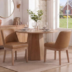 RIVOVA Upholstered Dining Chairs Set of 4, Modern Wooden Dining Room Chair Linen Fabric Kitchen Chairs Farmhouse Dinner Chair with Hardwood Frame, Beige