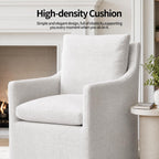 DUHOME Upholstered Dining Chairs with Casters,Linen Dining Chairs Set of 4
