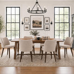 MALOL Dining Chairs Set of 6, Upholstered Fabric Kitchen Chairs with Curved Back, Padded Seat and Solid Wood Legs, Modern Dining Chair for Kitchen Dining Room, Camel