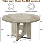 IRONCK 47" Round Dining Table for 4 with Pedestal Base, Gray