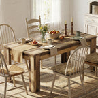 CABIHOME 71" Long Dining Table for 6-8, Rectangular Farmhouse Kitchen Dining Room Table w/Wider H Legs & Large Wooden Tabletop, Sturdy Frame, Wood Strip Base, for Apartment, Kitchen, Dining, Walnut