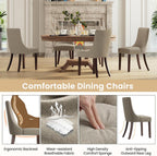 MALOL Wooden Dining Chairs Set of 6, Upholstered Kitchen & Dining Room Chairs with Solid Wood Legs Curved Backrest Farmhouse Accent Chair for Dining/Kitchen/Living Room, Camel