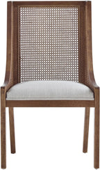 Christopher Knight Home Yone Dining Chairs Set of 2, Modern Dining Chair with Fabric Upholstery, Rubberwood Frame Kitchen Chairs with Cane Webbing, Extra Seat for Dining Room, Beige + Brown