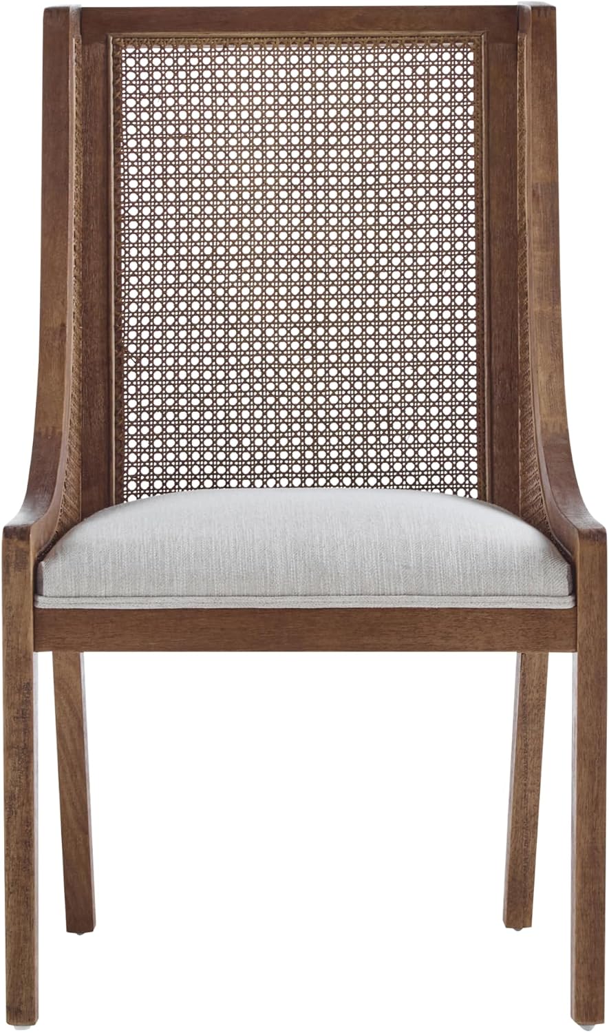 Christopher Knight Home Yone Dining Chairs Set of 2, Modern Dining Chair with Fabric Upholstery, Rubberwood Frame Kitchen Chairs with Cane Webbing, Extra Seat for Dining Room, Beige + Brown