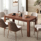 GIANTEX Dining Table for 4-6, 63" Large Rectangular Kitchen Table, Walnut