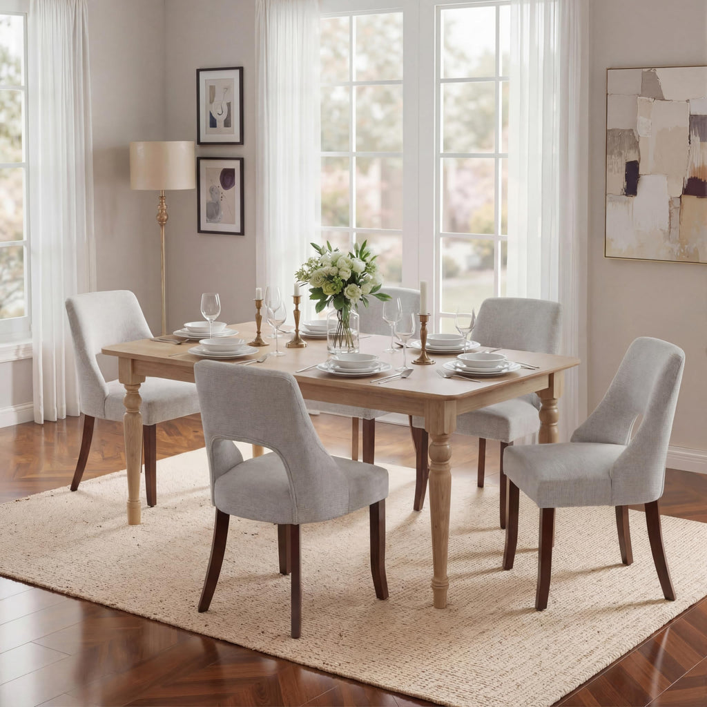 UVV Wooden Dining Chairs Set of 2, Mid Century Modern Chenille Upholstered Dining Room Chair Kitchen Chairs, Farmhouse Dinner Chair with Solid Wood Legs for Kitchen Dining Room, Green
