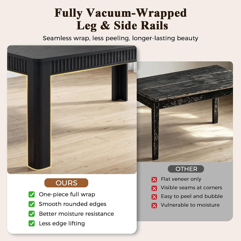 MapleGrace 70" Rectangle Dining Table for 6-8, Wooden Kitchen Table, Black