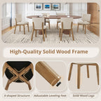 LUE BONA Linen Farmhouse Dining Chairs Set of 4, Natural Wood Leg