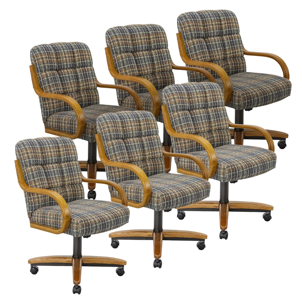 Chromcraft Ryland Swivel-Tilt Caster Dining Chair - Chestnut -Earth - 4pc