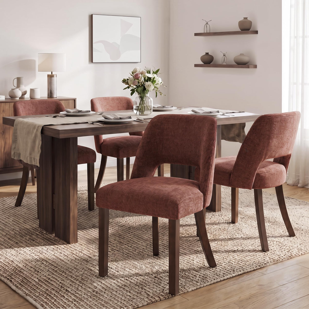VKNOW Dining Chairs Set of 4, Fabric Dining Chairs, Green