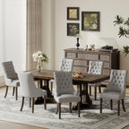 COLAMY Wingback Upholstered Dining Chairs Set of 4, Fabric Side Dining Room Chairs with Tufted Button, Living Room Chairs for Home Kitchen Resturant- Beige
