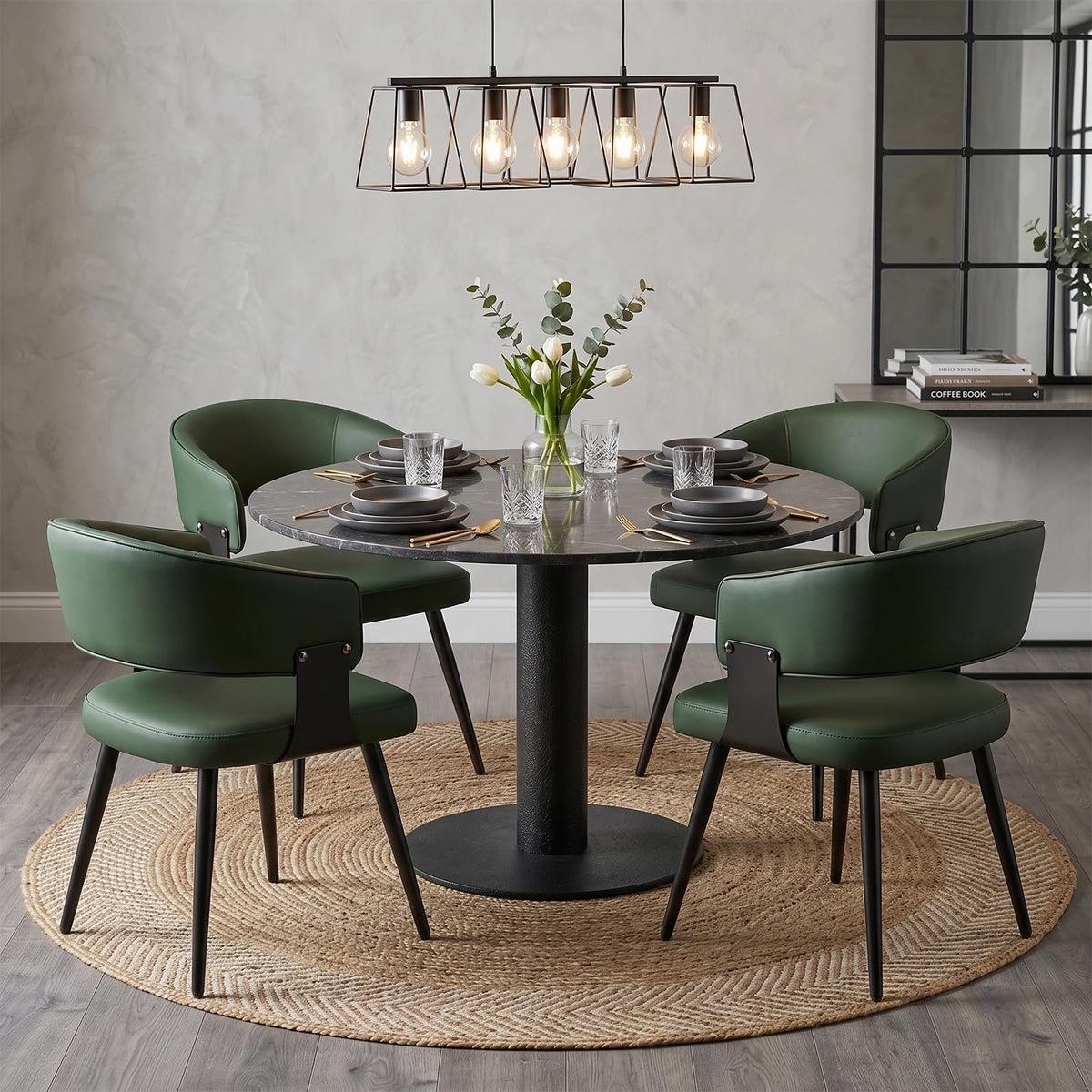 Dining Chairs Set of 4, Modern Faux Leather Kitchen Chairs