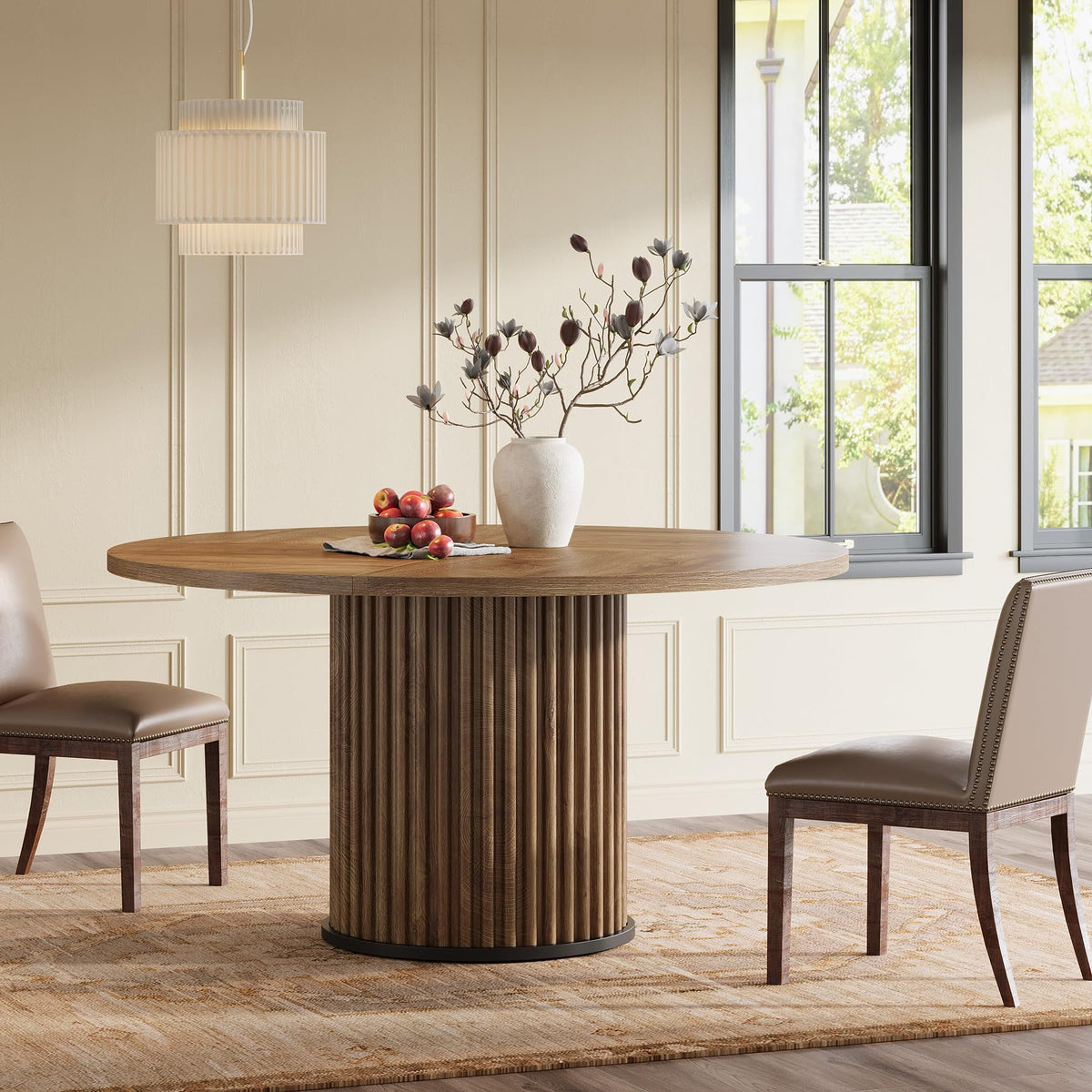 Tribesigns 47.24" Black Round Dining Table for 4-6 People