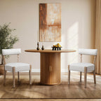 ZJhome Dining Chairs Set of 4,Mid Century Modern Dining Chair Set - Linen Upholstered Low Back Kitchen & Dining Room Chairs with Woven Design,Oatmeal Fabric
