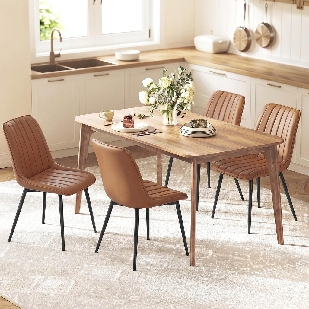 VASAGLE Dining Chairs Set of 4, Upholstered Kitchen Chairs, PU Leather