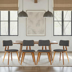 Armen Living Jaguar Dining Chair in Charcoal Fabric and Walnut Wood Finish,Charcoal/Walnut Finish 20D x 18W x 29H in