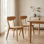 100% Solid Oak Dining Chairs Set of 4, Mid-Century Modern Dining Room Chairs, Wooden Kitchen Chairs with Curved Backrest, Walnut Brown Finish, Sillas de Comedor (4 Chairs)