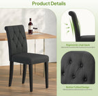 Welzona Upholstered Dining Chairs Set of 4, Button Tufted Parsons Dining Chair with Solid Wood Legs, Modern Fabric Side Chair for Dining Room/Kitchen/Restaurant/Hotel- Black