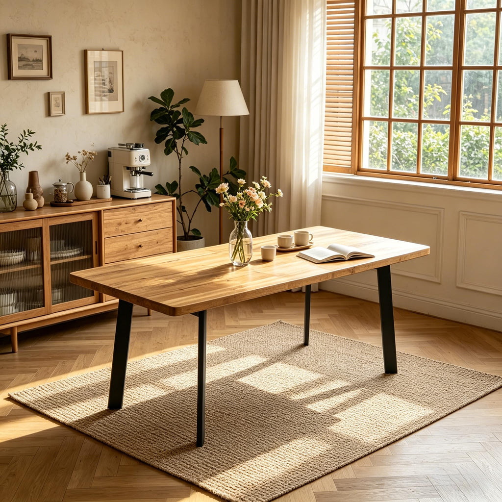 Modern 47.2"-63" Extendable Rectangular Dining Room Table, Walnut