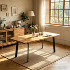 Modern 47.2"-63" Extendable Rectangular Dining Room Table, Walnut