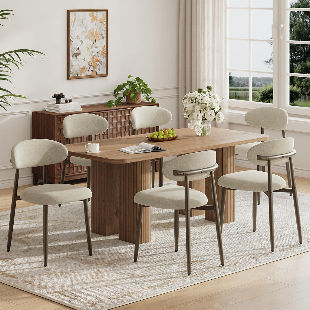 MALOL Dining Chairs Set of 4, Modern Upholstered Kitchen & Dining Room Chairs, Curved Back Dining Chairs with Sturdy Metal Legs, Comfortable Side Chairs for Dining Room, Kitchen, Living Room, Brown