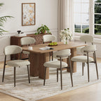 MALOL Dining Chairs Set of 4, Upholstered Kitchen & Dining Room Chairs with Curved Back and Bronze Metal Legs, Comfortable Modern Dining Side Chairs for Dining Room, Kitchen, Brown