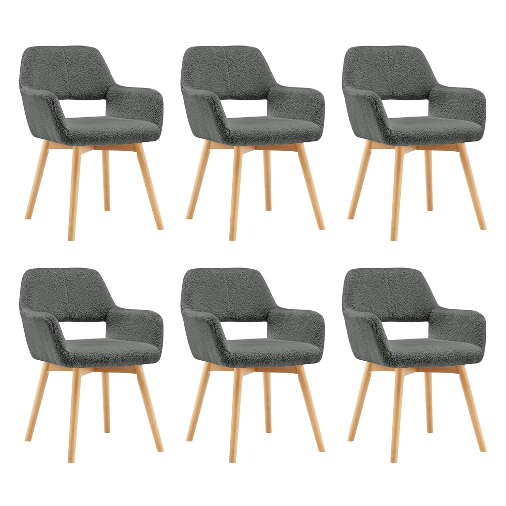 Mid Century Modern Dining Chairs Set of 2 & 4 & 6 Comfy Accent Chair Upholstered Kitchen Dining Living Room Chairs for Bedrooms Waiting Room Home Arm Desk Chair No Wheels (Wool White, 2)