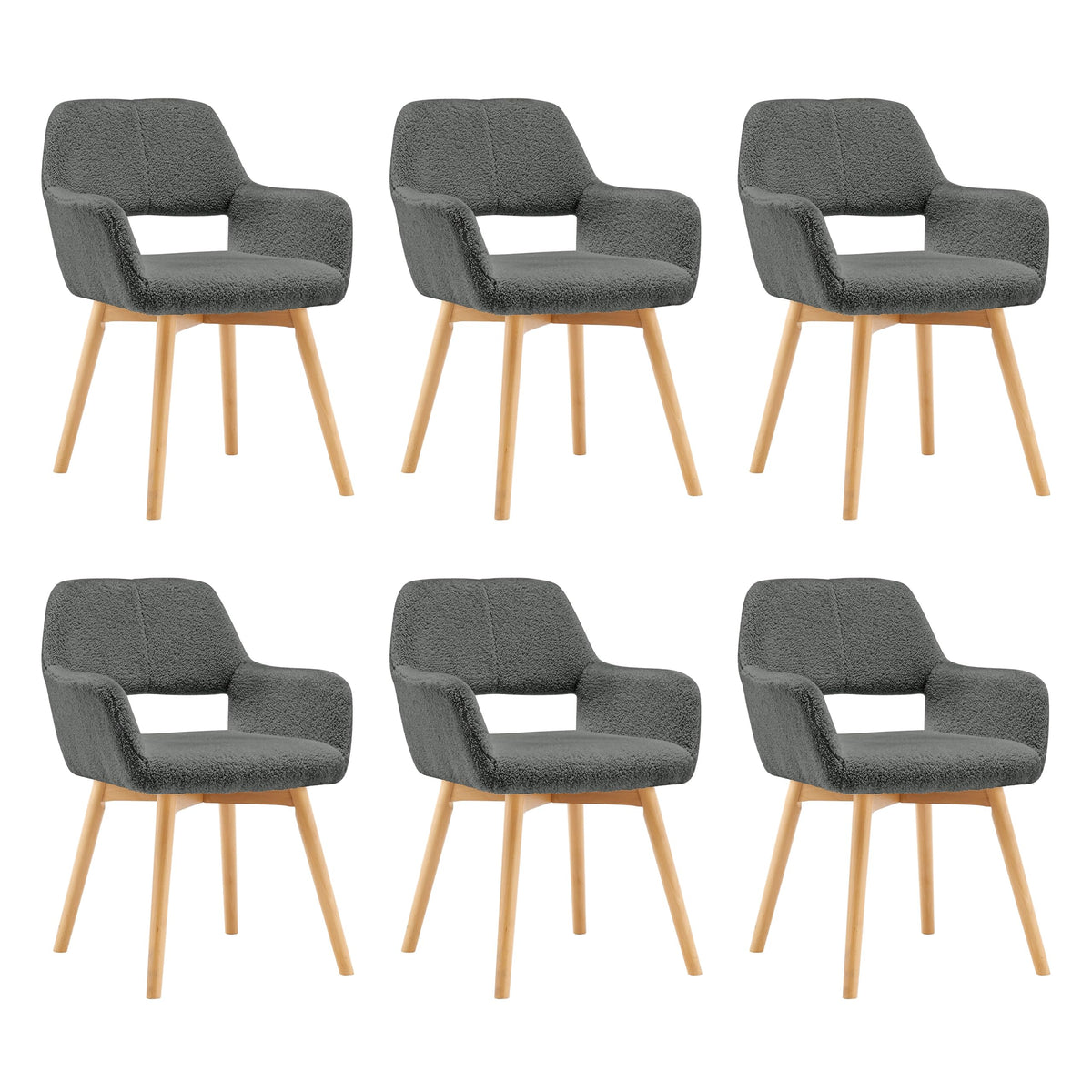 Mid Century Modern Dining Chairs Set of 2 & 4 & 6 Comfy Accent Chair Upholstered Kitchen Dining Living Room Chairs for Bedrooms Waiting Room Home Arm Desk Chair No Wheels (Wool White, 2)