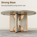 IRONCK 47" Round Dining Table for 4 with Pedestal Base, Gray