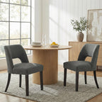 keoni Wooden Dining Chairs Set of 4 with Black Rubberwood Legs and Backrest