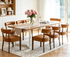 RNKSFX Modern Dining Chairs Set of 4, Faux Leather Upholstered Kitchen & Dining Room Chairs, Mid Century Modern Wooden Dining Chairs Oversized Sturdy Rounded Chairs Curved Back, Beige