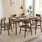 CHITA Soild Wood Dining Chairs Set of 4, Oak Wood Kitchen Chairs, Walnut